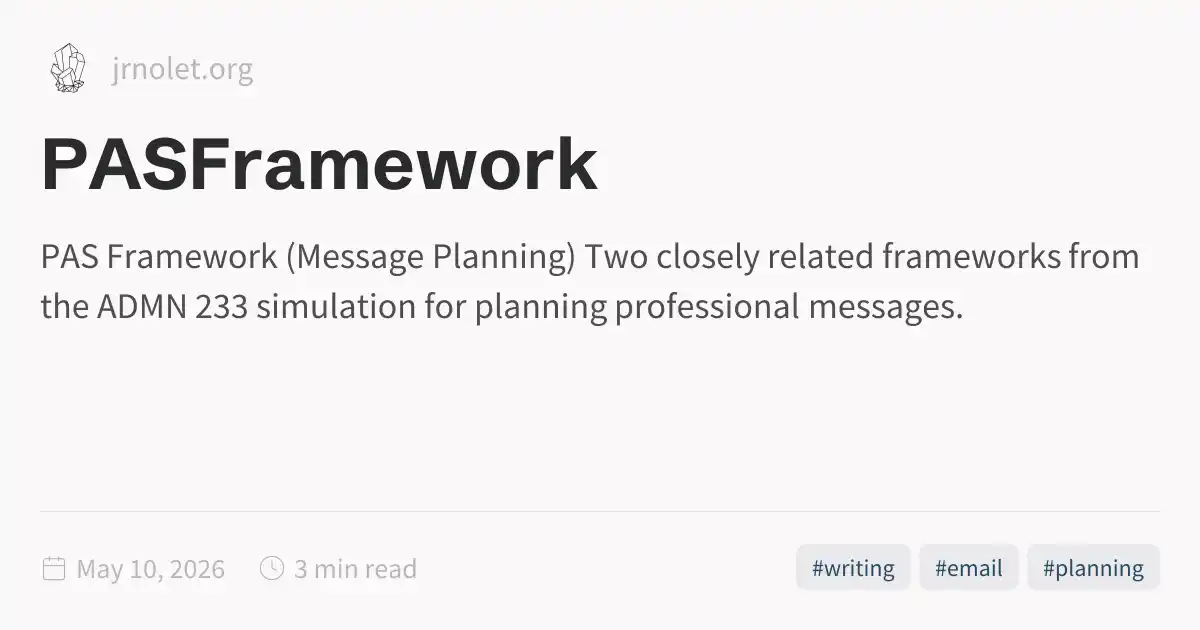 Pass Project Framework Example PASFramework